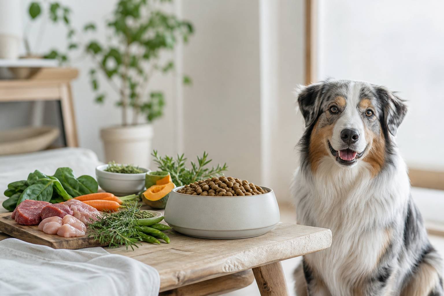 Croquettes sans céréales pour chien avec viande et légumes frais
