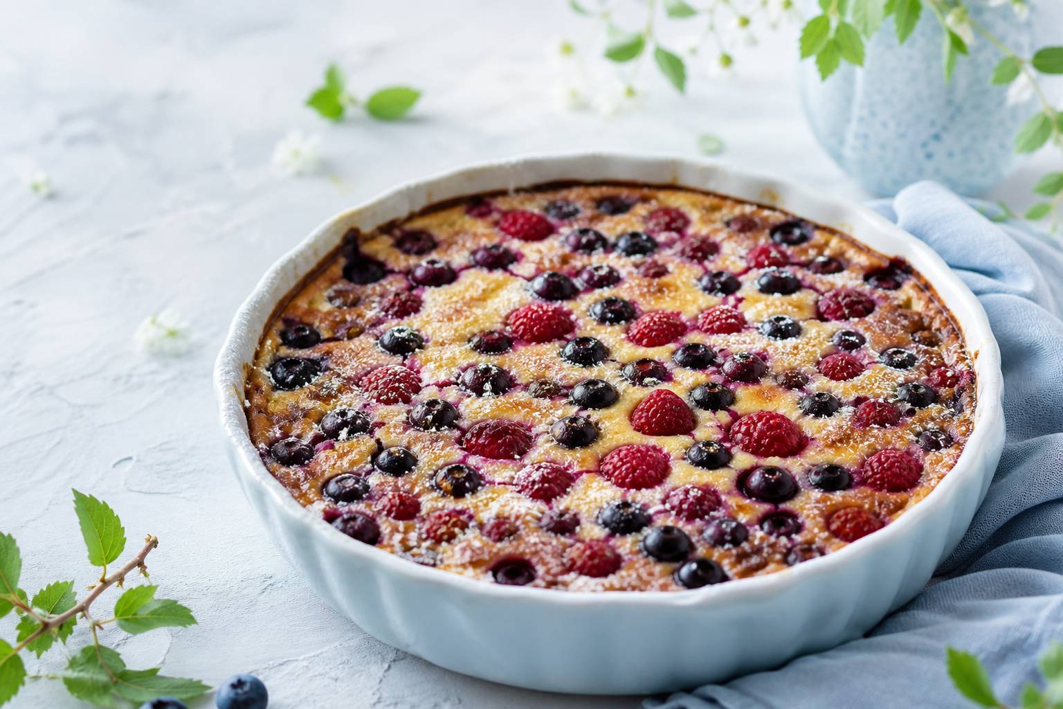 Délice fondant : Clafoutis aux fruits rouges vibrant de fraîcheur
