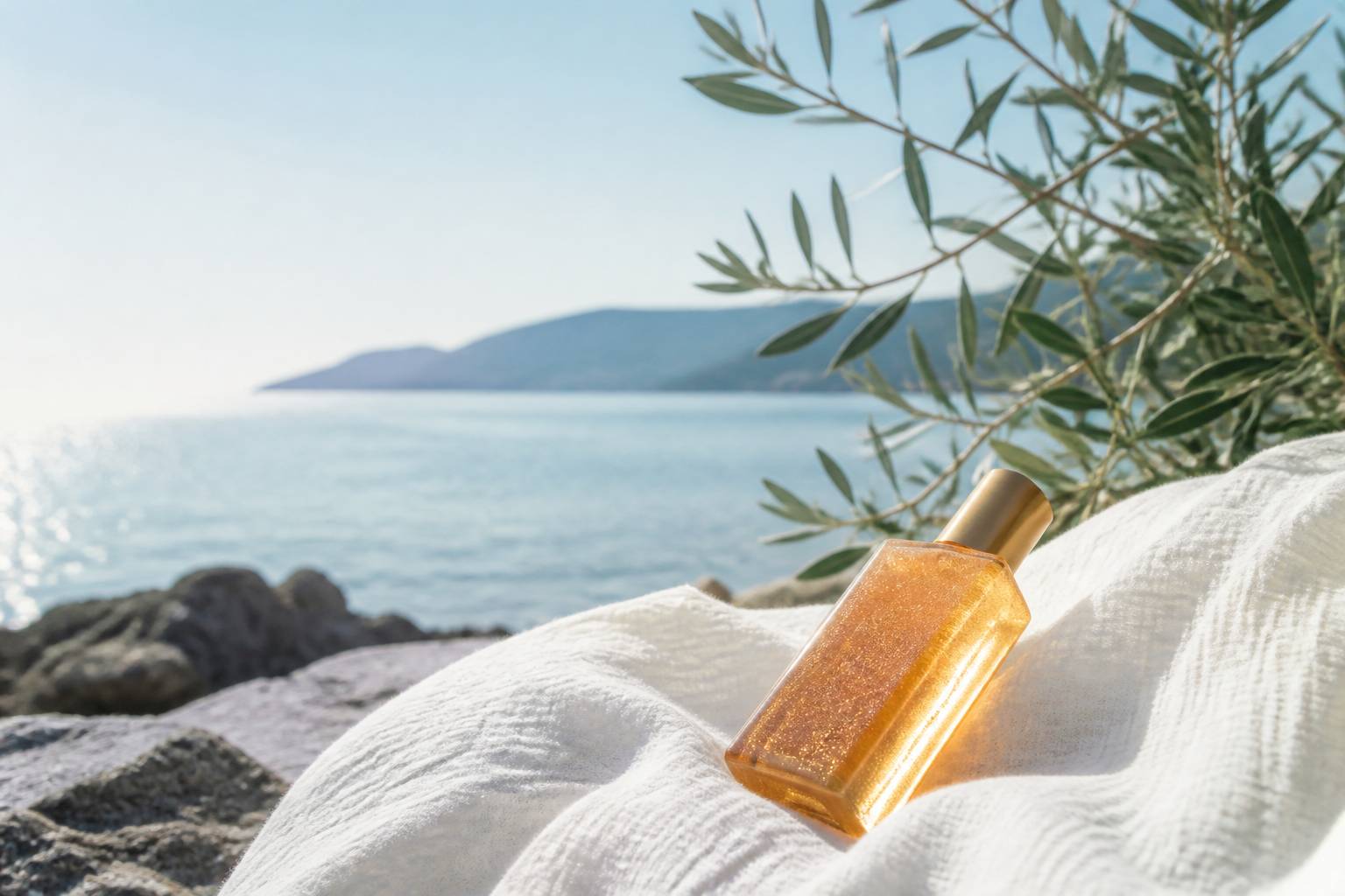 Ambiance estivale avec protection solaire et détente au bord de l'eau