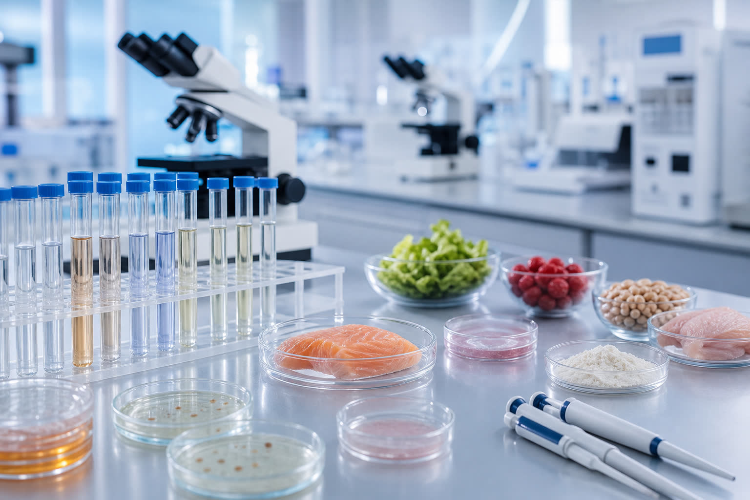 Analyse scientifique d'échantillons alimentaires en laboratoire