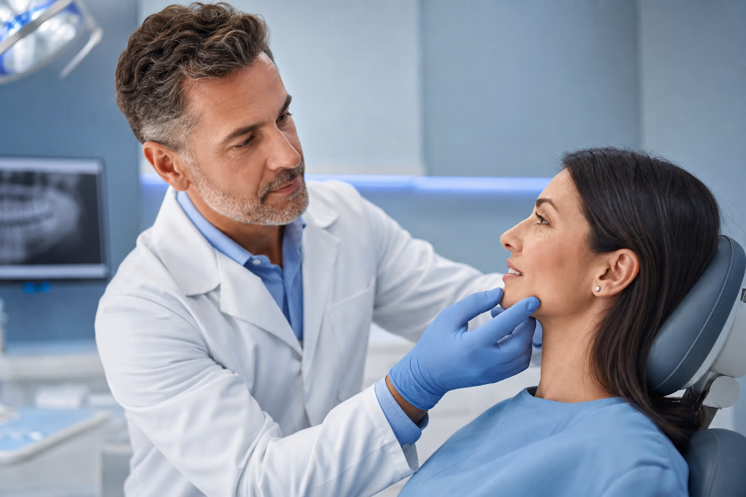 Consultation dentaire pour douleur à la mâchoire en clinique