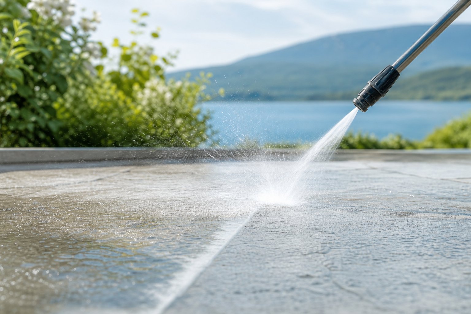 Utilisation nettoyeur haute pression pour nettoyage terrasse jet puissant