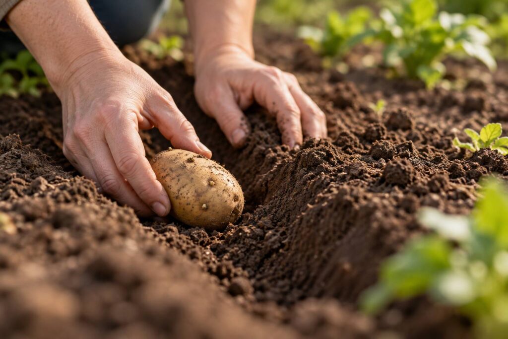 Illustration de détail sur le sujet : Planter des pommes de terre de consommation au lieu de plants : quel impact sur