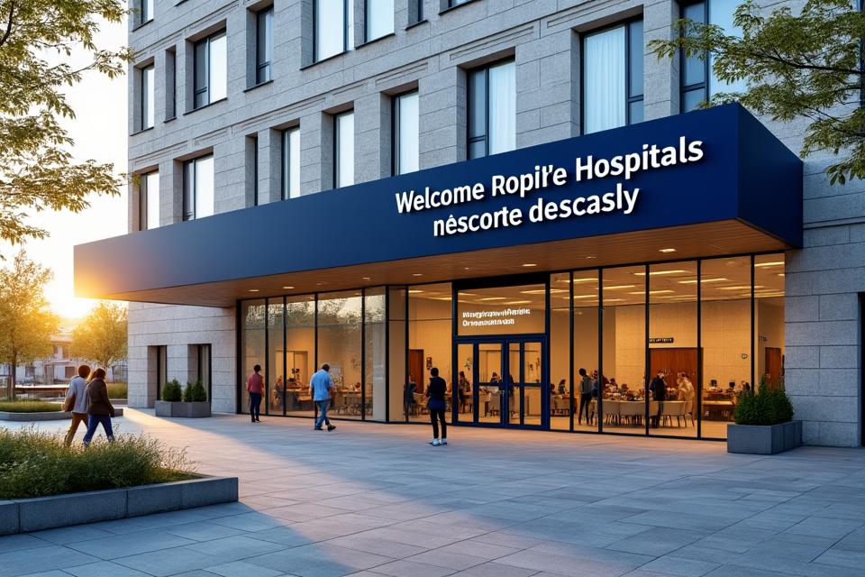 Façade d'un centre hospitalier moderne
